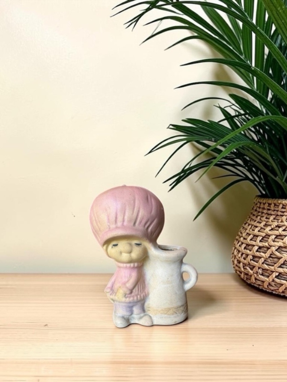 Vintage UCTCI Japan Ceramic “Poppet” Girl Bud Vase Figurine – 1970s